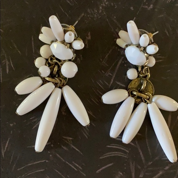 Earrings; White Gems; Beads; Dangle; Drop Earrings - Picture 2 of 5